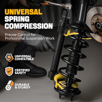 Auto Dynasty Strut Spring Compressor Kit, Universal Interchangeable Fork Strut Coil Extractor Remover Tool, Macpherson Strut Spring Compressor Kit with Protective Cap and Storage Case