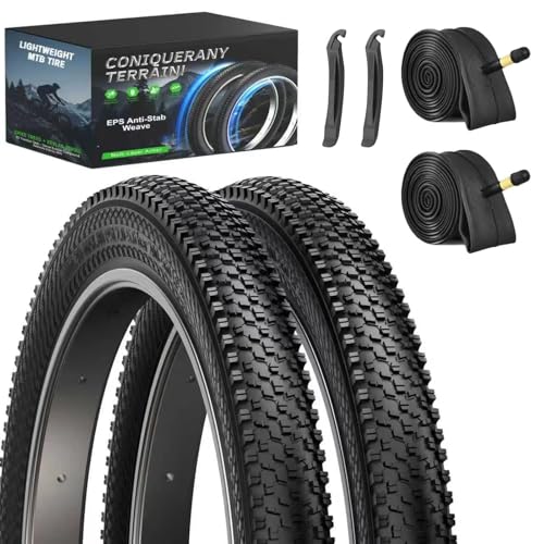 2-Pack Mountain Bike Tires Replacement 20/24/26-inch Bike Tire with Anti-Stab Weave, Folding Mountain Bicycle Tires and Tubes - color: 26x1.95