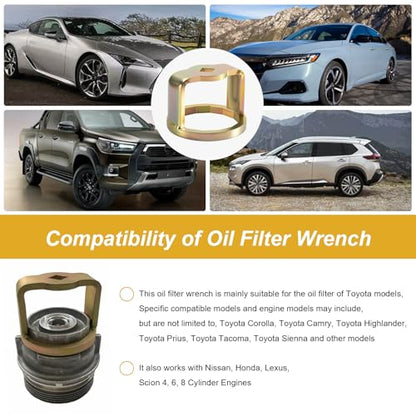 1726 Oil Filter Wrench Removal Tool Compatible with Toyota, 64mm x 14 Flute, 1/2" Square Drive Fit for Toyota, Nissan, Honda, Lexus, Scion 4, 6, 8 Cylinder Engines