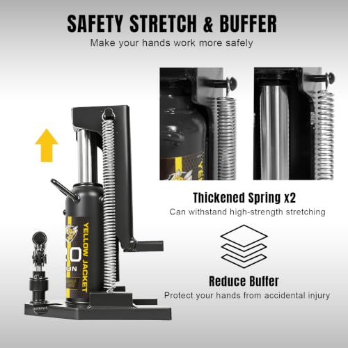 YELLOW JACKET Toe Jack, 20T/10T Hydraulic Toe Jack for Machinery Lifting | Heavy Duty Steel, 0.8"-17" Lift Range, 180° Swivel Handle, Overload Protection, For Auto, Machinery, Farm & Garage - size: 20 Ton Black