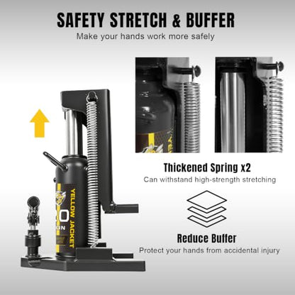 YELLOW JACKET Toe Jack, 20T/10T Hydraulic Toe Jack for Machinery Lifting | Heavy Duty Steel, 0.8"-17" Lift Range, 180° Swivel Handle, Overload Protection, For Auto, Machinery, Farm & Garage - size: 20 Ton Black