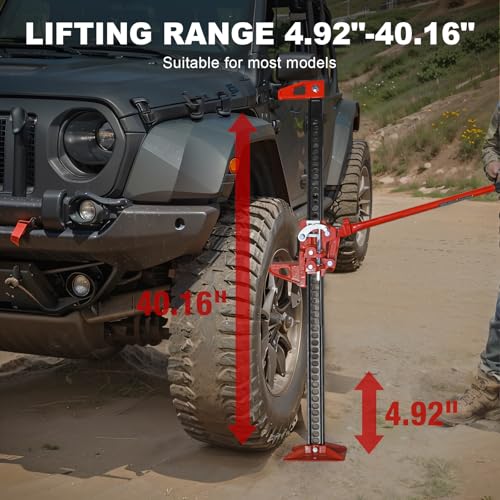 BIG RED TR6501B Torin 48" Ratcheting Off Road Utility Farm Jack, 3 Ton (6,000 lb) Capacity, Red - size: 48 inch Red