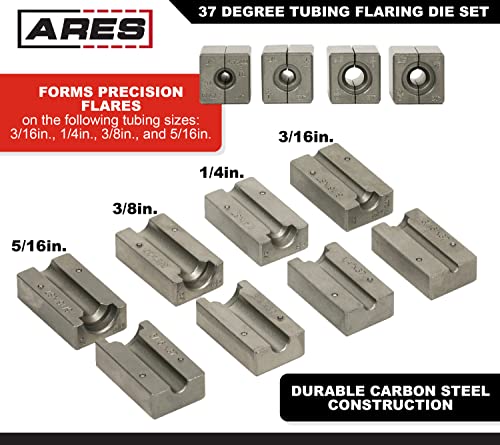 ARES 18077 – 37 Degree Professional Flare Die Set – for Use with Professional Brake Line Flaring Tools – Use with Flaring Tool to Form Flares in Steel, Stainless Steel, Copper, and Aluminum Tubing - size: 37 Degree Tubing Flaring Die Set