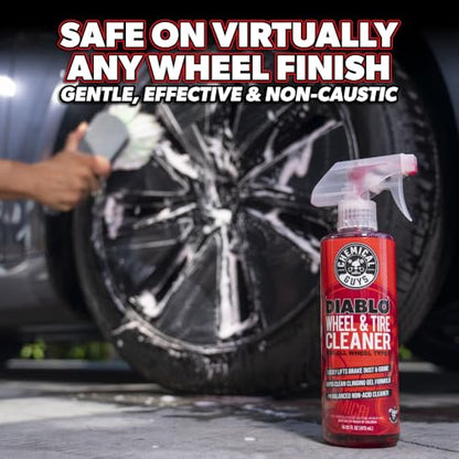 Chemical Guys, Sprayable Diablo Wheel Cleaner for All Rim Finishes, 32 oz | pH-balanced spray lifts brake dust and road grime from wheels, rims and tires, safe on all wheel finishes - style: Sprayable 32 oz