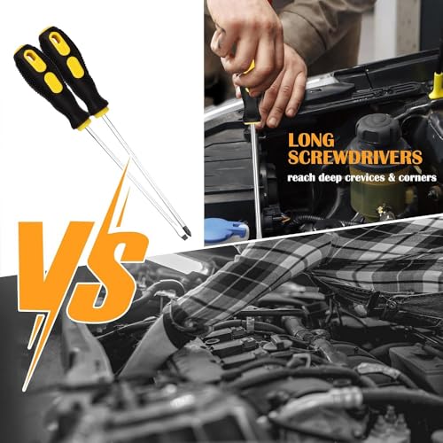 2Pcs Phillips Screwdrivers, Magnetic 8 Inch Shaft Non-Slip Grip Screwdriver PH2 Cross Head 6mm Tip Screwdriver - color: 8 Inch Phillips