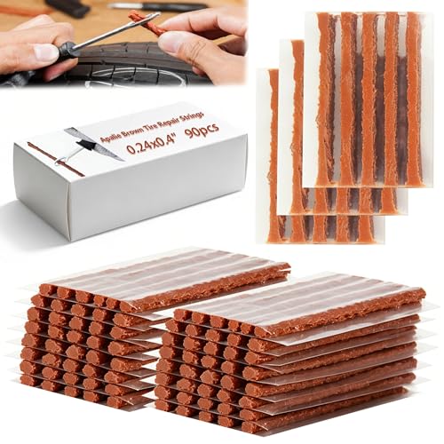 90pcs Brown Tire Repair Plugs,4" x0.26'' Automotive Tire Repair Strings,Tire Plugs Heavy Duty Tools for Tubeless Tires Car, ATV,Bike - size: 90PCS