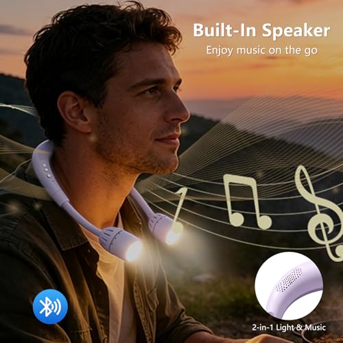 Purple Neck Light, Bluetooth Speaker, 5 Modes, USB-C Rechargeable | Hands-free 2-in-1 neck light and Bluetooth speaker with 90° adjustable beams, 5 modes, 2600mAh USB-C power, and 40+ hours. - color: Purple