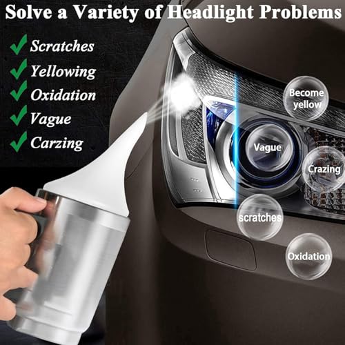 Pmbqifay 800g Headlight Restoration Liquid, Car Headlight Repair Fluid, Headlight Repair Polish Kit Refill Bottle for Repair Headlight Yellowing, Haze, Oxidation, Scrashes - size: L