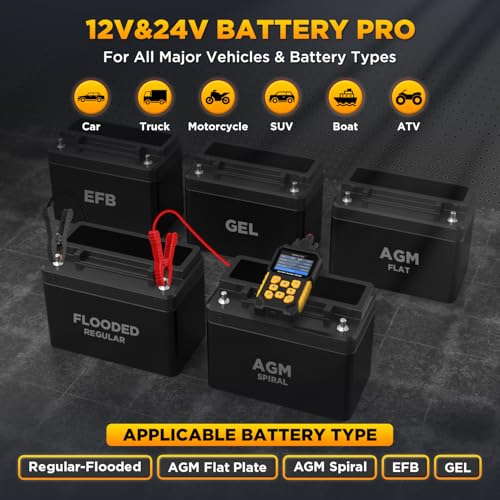 BT460 12 24v Car Battery Tester 30-2000 CCA Battery Load Tester Automotive Battery Tester with Cranking Charging System Test,2.8" Color Display and Data Review