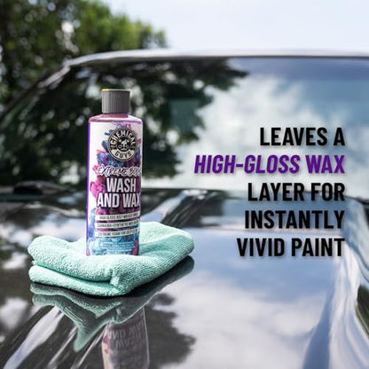Chemical Guys, Extreme Bodywash & Wax Car Wash Soap, Grape Scent, 64 oz | Thick clinging foam in cannons, guns or buckets, carnauba adds gloss, gentle on wax and sealant, grape scent - size: 64 Ounce (Pack of 1)