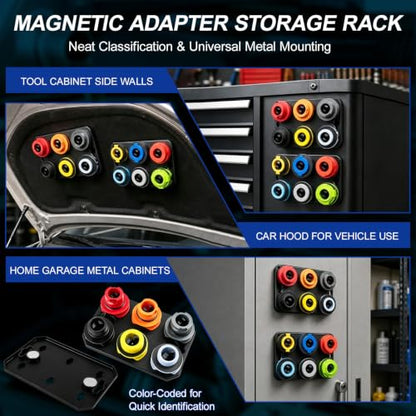 18-Piece Engine Oil Funnel Kit, 1.5QT/1.36L Oil Change kit with 12 Adapters & 2 Magnetic Adapter Organizer Boards