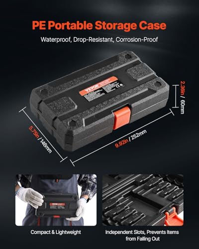 VEVOR Extra Long Allen Hex Bit Socket Set, 18-Piece 3/8 inch Drive, S2 Alloy Steel and Cr-V Steel, Standard SAE and Metric 1/8-Inch-3/8-Inch, 3-12mm, with Enhanced Storage Case, for Mechanics - style: 18 PCS Hex