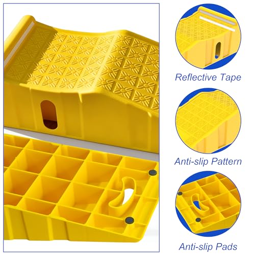 OrangeStar Car Ramps for Oil Changes and Maintenance, 2-Pack Portable Low Profile 6-Inch Lift Car Service Ramps for Garage, Heavy Duty Plastic Tire Ramps (L35in x W13in x H8in)