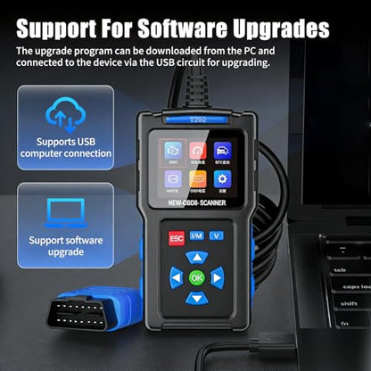 Check Engine Code Reader, OBD 2 Scanner T200, Car Diagnostic Scanner, Vehicle Code Reader for Cars and Trucks, Plug & Play with Live Data