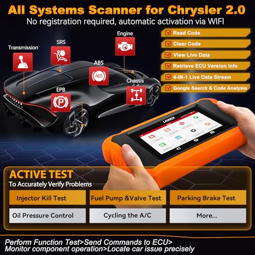 Launch X431 Elite 2.0 Bidirectional Tool Fit for Chrysler for Dodge for Jeep, 2026 Upgrade Full System Diagnostic Code Reader, 100+ Resets, AutoVIN, FCA Autoauth, Lifetime Free Update
