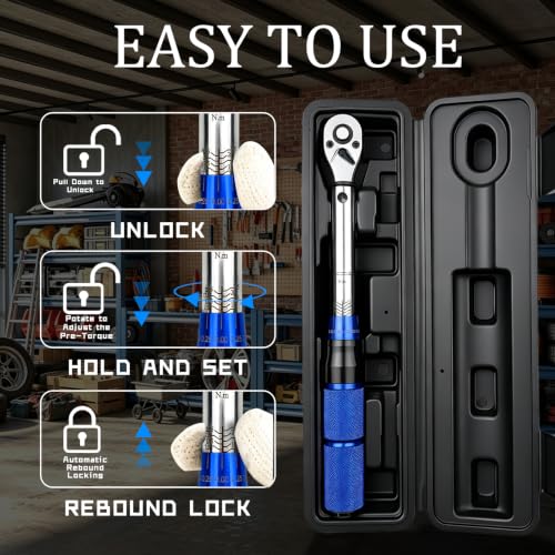 TYD 1/4 Inch Mini Click Torque Wrench, 5–25 Nm ±4% High Accuracy | 72-Tooth Reversible Ratchet, Click Torque Spanner for Bicycle, Motorcycle Fairing & Automotive Interior Precision Fastening