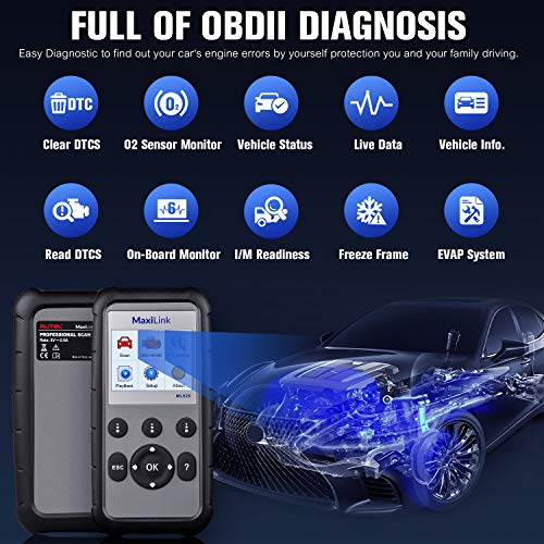 2026 New Autel ML629 OBD2 Scanner, ABS SRS Engine Transmission Diagnostic Scan Tool, Mechanic Full OBDII Code Reader w/DTC Lookup AutoVIN, OBD2 Live Data, Up of AL619 AL629 for Professionals DIYers
