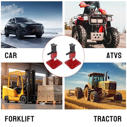 Heavy Duty Pin Type Car Jack Stands with Lock Adjustable Height to 19.75" Fit for Supporting Car SUV, Truck, Pick Up, Trailers and Equipment，22 Ton (44,000 lb) Capacity, Red, 1 Pair