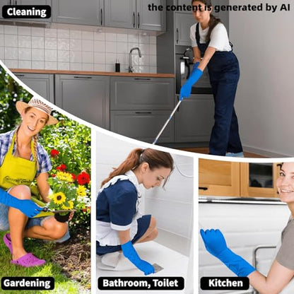 16 inch Nitrile Disposable Gloves Long Sleeved Blue 6Mil Durable Waterproof Latex Free Cleaning Dishwashing 50PCS - color: Blue, size: Large