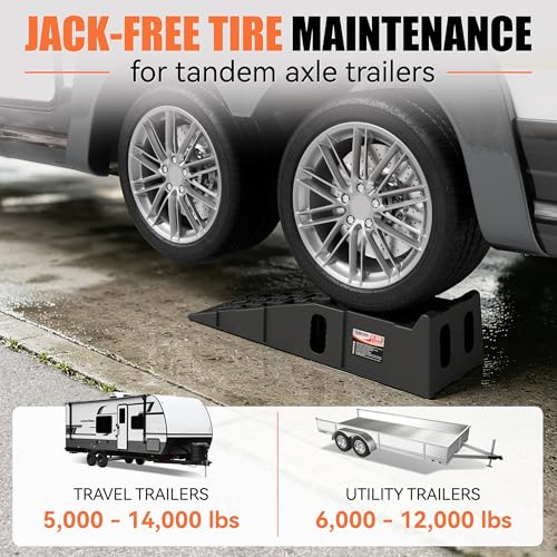 Heavy-Duty Vehicle Service Ramps - 1 Pair Professional Auto Maintenance Lifts for Trucks & SUVs, High-Lift Tire Ramps for Underbody Oil Change, Integrated Support for Jack Stands - size: High Profile V2.0