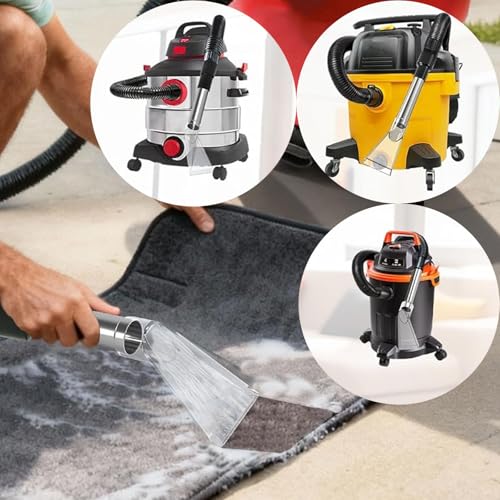 Universal Shop Vac Adapter Set (1-1/4", 1-7/8", 2-1/2") with Clear Extractor Attachment – Wet/Dry Carpet & Auto Detailing Cleaning Tool
