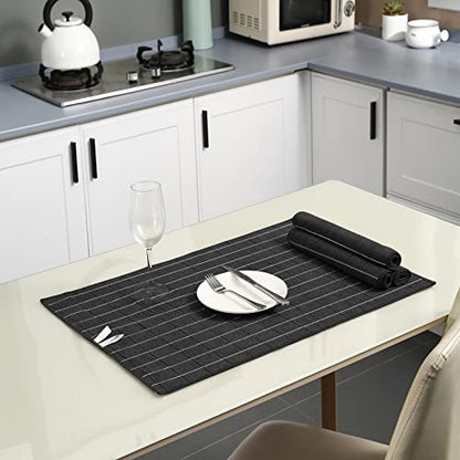 Puomue Microfiber Kitchen Towels and Dishcloths Set, 26 X 18 Inch and 12 X 12 Inch, Set of 12 Bulk Lint Free Dish Towels for Drying Dishes, Black - color: Black