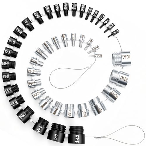 Nut and Bolt Thread Checker, Bolt Size Finder, 45 Male/Female Thread Gauges (24 Inch & 21 Metric) Thread Checker Standard and Metric, Bolts and Nut Identifier Gauge - size: 45 Gauges (24 Inch & 21 Metric)