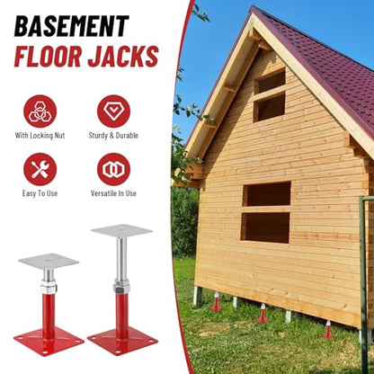 House Floor Jacks, 5-8" Height Range Adjustable Screw Jacks Post, Foundation Jacks for Leveling The Basement Floor, Load Capacity 5000lbs, 2PCS - size: 2X