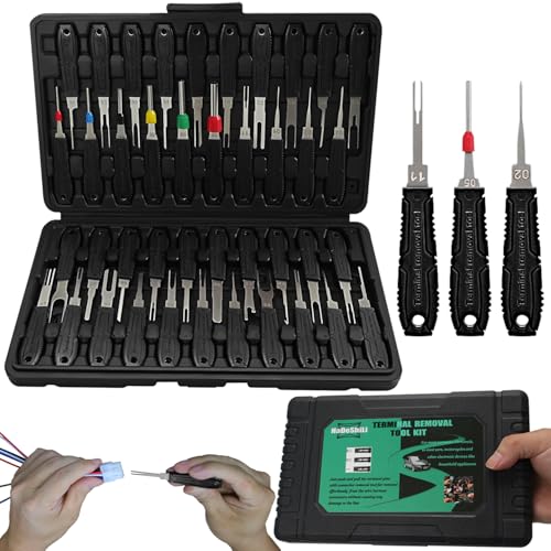 Terminal Removal Tool Kit - 41pcs Electrical Pin Removal Tools | Automotive Depinning Tool Kit with Blow-Molded Case for Most Connector, Black - color: Black, size: 41Pcs