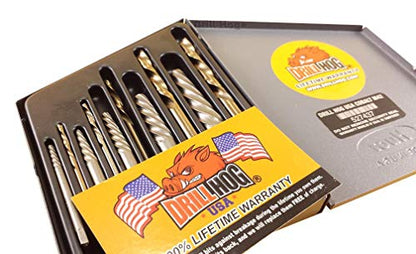 Drill Hog 10 Pc Spiral Screw Extractor Left Handed Cobalt Drill Bit Set