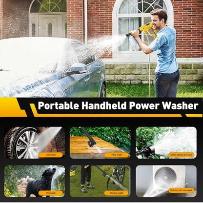 Cordless Car Washer, Portable Cleaning Tool with 6-in-1 Nozzle, 10-Speed Adjustment, Battery Level Display, Self-Priming System for Car, Garden, Patio & Floor Cleaning