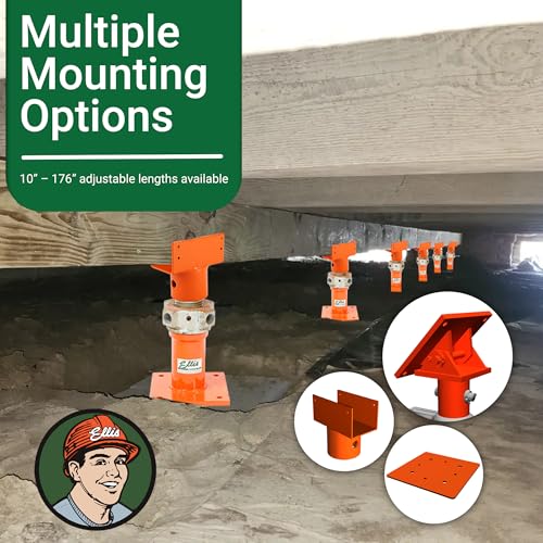 ELLIS Heavy-Duty Adjustable Steel Shore - Basement House Jack for Floor Leveling, Foundation, Beams & Concrete Bracing - 52,000 lb Capacity, 13"-20" Adjustable Support - size: 13" - 20" Adj. Safe Load Capacity (52,000 lb)