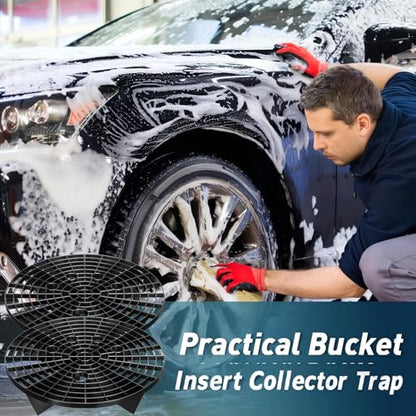 Tallew Car Wash Bucket Insert Grit Traps for Car Washing Detailing Kit Accessories Cleaning Tool Fits 12 Inch Diameter Bucket or 3-5 Gallon(Black,4 Pieces) - color: Black
