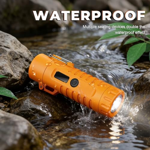 Lafagiet Electric Lighter, USB C Rechargeable, with LED Battery Display, Flashlight, 360° Flexible extendable Arc Lighters for Candle, Camping, Outdoor Adventure - color: Lf51-orange