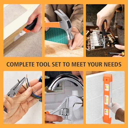 GarveeTech 247 Piece Tool Set, General Home/Auto Repair Tool Kit, Combination Package Mixed Tool Set Hand Tool Kit with Plastic Toolbox Storage Case - size: 247pcs