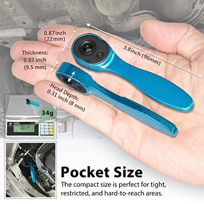 FIRSTINFO Low-Profile 1/4-Inch Hex Bit Mini Ratchet Wrench, 72-Tooth | Bit clip retention • Lightweight • 5° swing arc • 37.5 ft-lb max torque • Made in Taiwan - style: For Bit