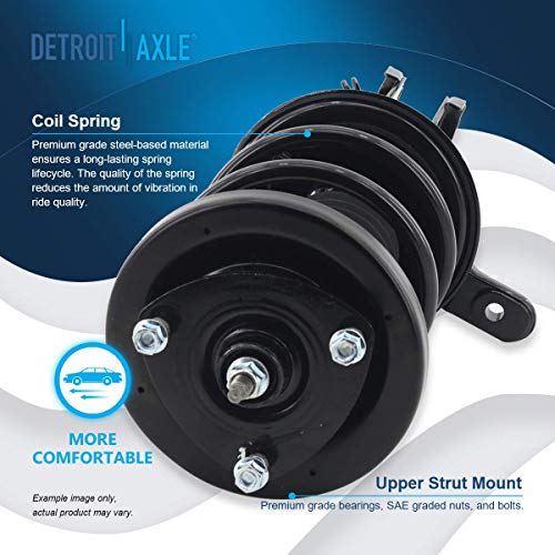 Detroit Axle - 1.7L 4pc Front Strut Sway Bar for 2003-2005 Honda Civic, Strut w/Coil Spring Stabilizer Sway Bars 2003 2004 2005 Replacement Suspension Kit Quick Install Ready Struts Shocks Assembly - size: 4QS2400017/Sway Kit