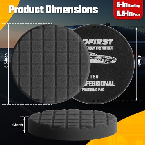 Polishing Pad 5.5 Inch, 3Pcs Black Light Cut Foam Buffing Pads for Car Buffer Polisher, Finishing, Polishing and Waxing - color: Black, size: 5.5 - Inch