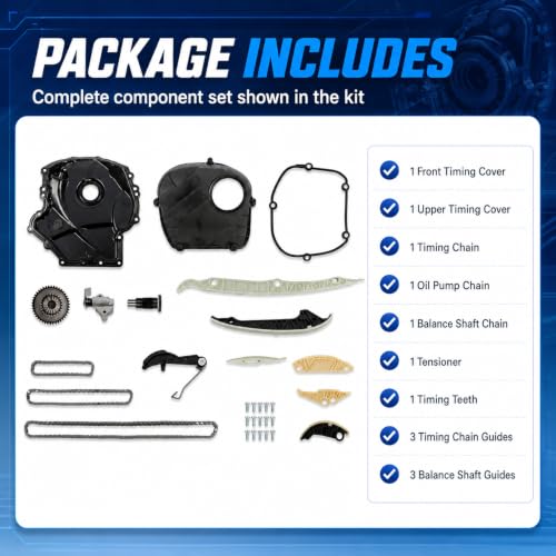 Engine Timing Chain Kit Compatible with A4 A5 A6 Jetta Passat | 2006-2017 Fit, 06K115225C, EA888 1.8T 2.0T, Valve Cover Included, 06H103269H06K109158AD, 06H109210AG