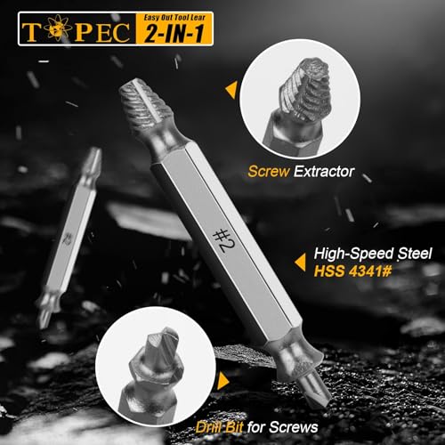 Topec 21 PCS Bolt Extractor Kit, 3/8" Drive Bolt & Nut Remover Socket Set, HSS 4341 Small Screw Extractor Set, 2-in-1 Removal Tool for Stripped, Broken, Damaged, Rounded Nuts, Screws - size: 21 PCS