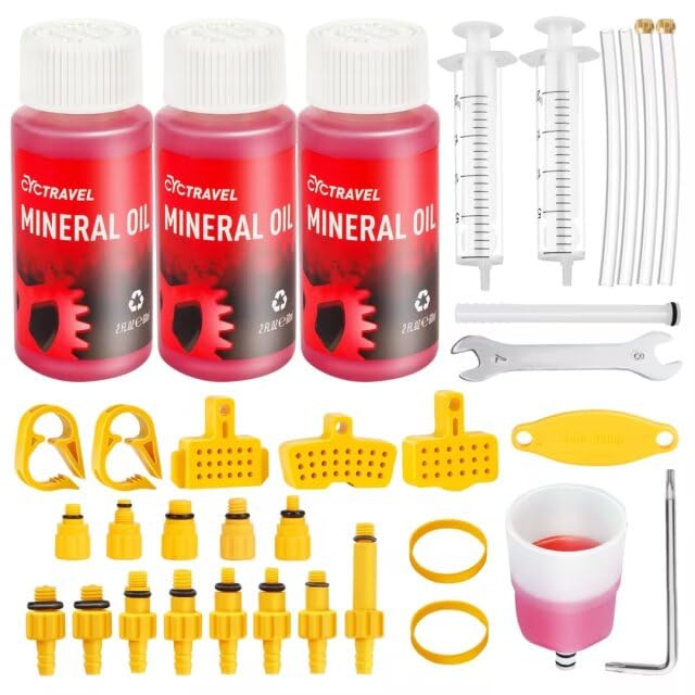Brake Bleed Kit for Shimano, TEKTRO, TRP Hydraulic Disc Brakes, Mountain Brake Bleed Kit Including High Performance Mineral Oil Brake Fluid. - size: 3*60ml