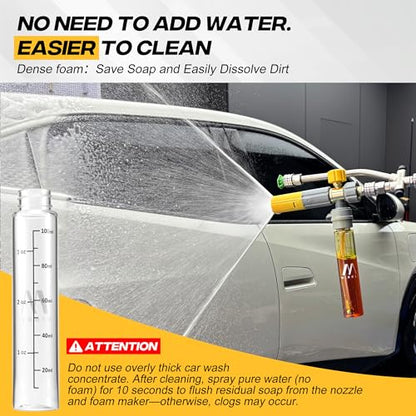 M MINGLE Magnetic Foam Cannon with Dual Connector, Undiluted Foam Blaster | Mini Foam Cannon for Pressure Washer with 5 Nozzle Tips, Magnetic Leakproof Bottle, Adjustable Foam Knob, 1/4" QC, 3600 PSI - size: 100 ML