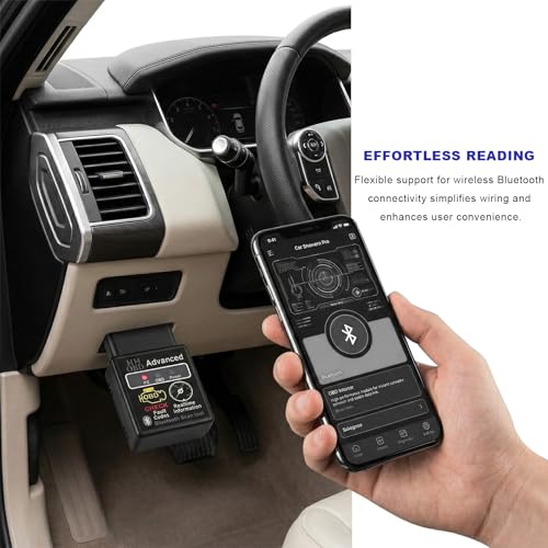 Bluetooth OBD2 Scanner for Car, OBDII Wireless Fault Code Reader Auto Engine Diagnostic Tester w/Exclusive App, Professional Vehicle OBD2 Adapter Scan Tool for Phone & PC