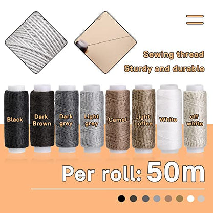 ZXIIXZ 40 Pcs Sewing Kit, Heavy Duty Sewing Kit for Adults | Leather Working Kits with 8 Colors Upholstery Thread, Upholstery Needles, Scratch Awl for Carseat, Backpack, Shoes