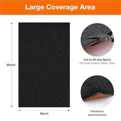 Heavy Duty Oil Resistant Garage Car Bottom Mat, Reusable Floor Protector, 1/4 Inch Thick Waterproof Rubber Backing, Oil Absorbent (Dark Gray) (60 * 36) - size: 60*36