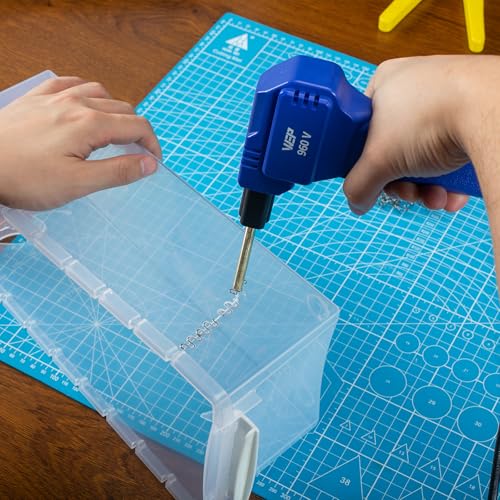 WEP 960-V Plastic Welder Kit 110V with LED Lights with 200 Hot Staples and Pliers for Car Bumper Plastic Welding, Plastic Gas Tank Repair, a Great Automotive Tools for Mechanics - color: Blue