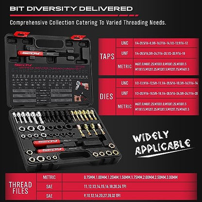 Thread Repair Thread Chaser Tool Set - 49PCS Thread Cleaner Rethreading Master Kit Metric SAE Bolt Restorer File Nut Rethreader Automotive Wheel Stud Spark Plug Engine Standard Screw Threading UNC UNF