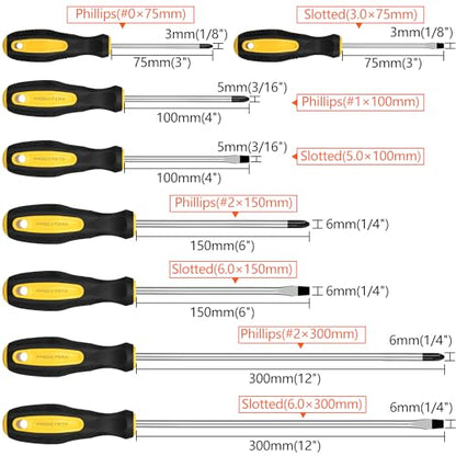 9pcs Magnetic Screwdrivers Set, Including 12in Phillips and Slotted | with Non-Slip Cushioned Handle Grip - color: 9pcs