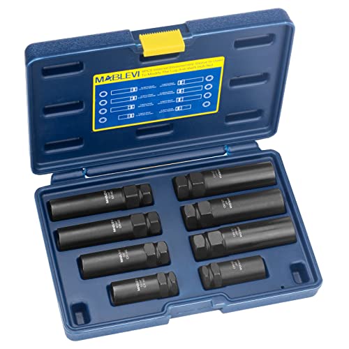 MABLEVI 8PCS Wheel Lock Removal Kit, SAE Metric Locking Lug Nut Master Key Set for Aftermarket and Factory Wheel Tire Keys, Removing Spline Lug Nut Socket - size: Standard 8pcs