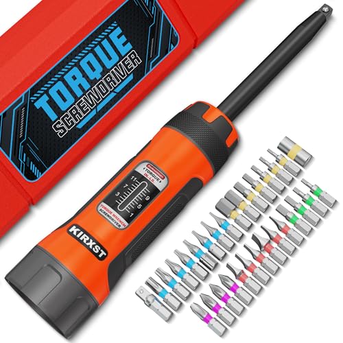 32 PCS 1/4" Drive Long Shank Torque Screwdriver, 1-11 Inch Pound Torque Screwdriver Set with S2 Bits and Socket Adapter for Maintenance, Tools, Bike Repairing and Mounting - size: 1-11 in.-lb. L